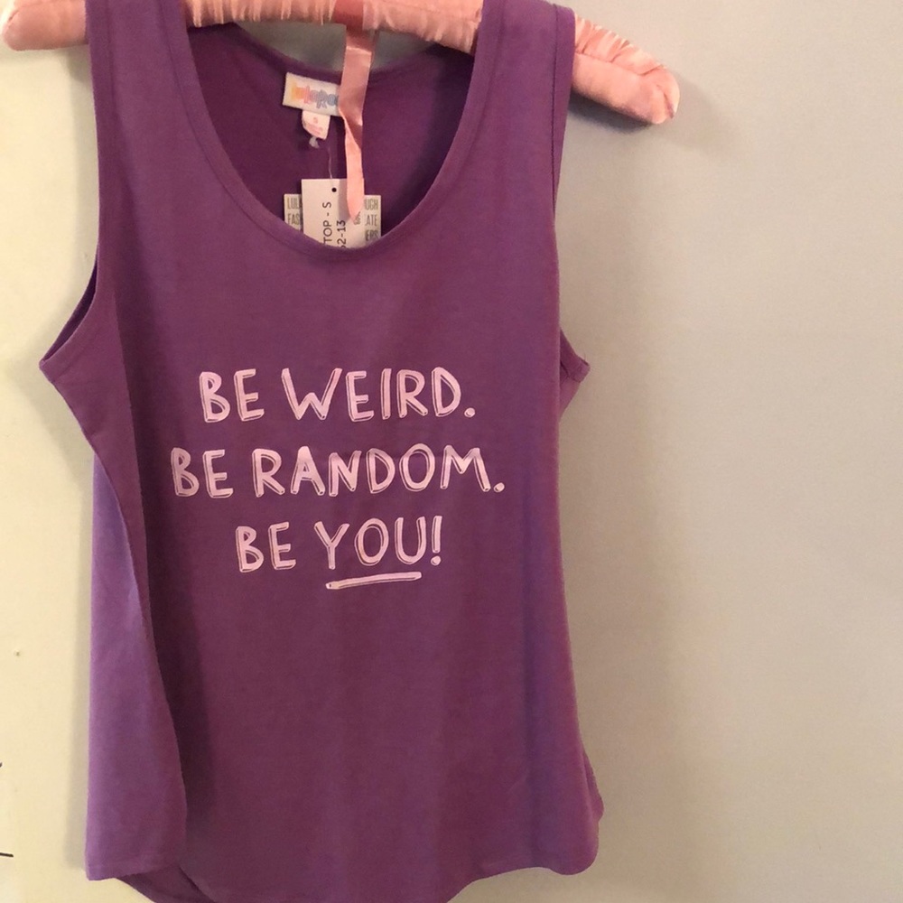 NWT. Lularoe purple tank top Be weird be random be you size S